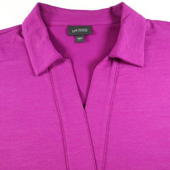 J. Jill Tops - J Jill Wearever Womens S Knit Top Split-Neck Fuchsia Dark Pink